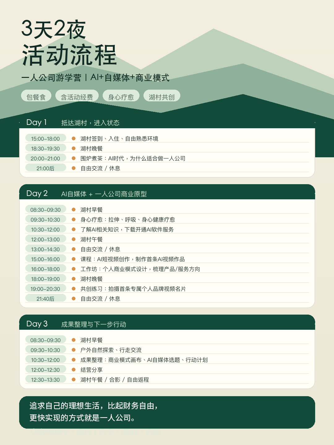 3天2夜一人公司活动流程图